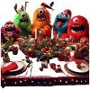 Humorous Monster Christmas Scene
