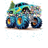 Lustiger Monstertruck mit Weihnachtsbaum
