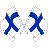 Two flags of Finland crossed