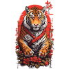 Retro Tiger Kunst Asian Art Style Design