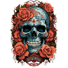 Tête de mort fleurie
