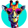 Lustige Modegiraffe mit Ösen