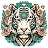 Tiger mit Rosen Blüten Geschenk