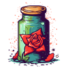 Ein Glasgefäß mit Rosen