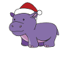 Hippo Christmas Winter Animals Hippos