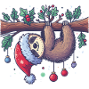 Christmas sloth hanging on branch