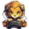 Gamer Lion with headphones