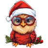 Christmas Owl Red Feathers