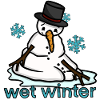 Melting snowman wet winter
