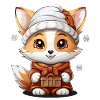 Fox Christmas Design - Kawaii Style