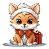 Fox Christmas Design - Kawaii Style