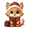 Fox Christmas Design - Kawaii Style