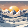 Winter mountain with sun
