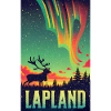Reindeer and Northern Lights in Lapland Finland