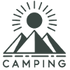 Camping Icon - Mountains & Sun