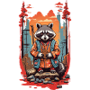 Japanese Raccoon Aesthetic Retro Design
