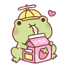 Cute Frog Loves Strawberry Milk