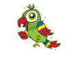 Parrot standing on a bird