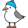 Mouette avec bonnet bleu