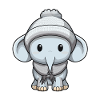 Elephant Winter Comic Cute