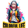 Anime Mädchen mit Farbflecken