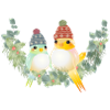Dos pájaros coloridos con sombrero de bobble para Navidad
