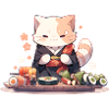 Samurai Cat eat Sushi
