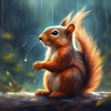 Eichhörnchen im Regen