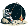 Astronaute Pizza Pêche Lune Espace
