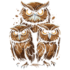 Three owls, one look