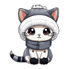 Cat Winter Comic Cute