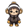 Monkey Winter Comic Cute