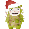 Cheerful green monster celebrating Christmas