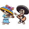 Mexican Mariachi And Catrina Skeletons