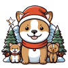 Dog Christmas Design - Kawaii Style