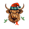 Una mucca scozzese delle Highlands celebra il Christmas Moo