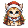 Cat Christmas Design - Kawaii Style