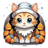 Cat Christmas Design - Kawaii Style