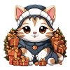 Cat Christmas Design - Kawaii Style