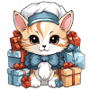 Cat Christmas Design - Kawaii Style