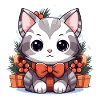 Cat Christmas Design - Kawaii Style
