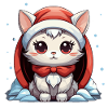 Cat Christmas Design - Kawaii Style