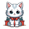 Cat Christmas Design - Kawaii Style