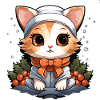 Cat Christmas Design - Kawaii Style