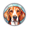 Englische Foxhound-Hunderasse Aquarell-Illustration