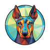 Dobermann Hunderasse Aquarell Glas Illustration