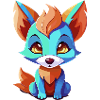 Orangeblauer Fantasy-Fuchs