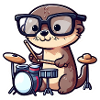 River otter playing drums
