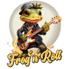 Funny frog with guitar, saying