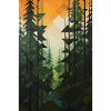 Waldlandschaft im geometrischen Stil